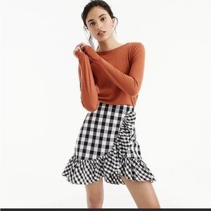 J crew Gingham skirt with ruffles size 0